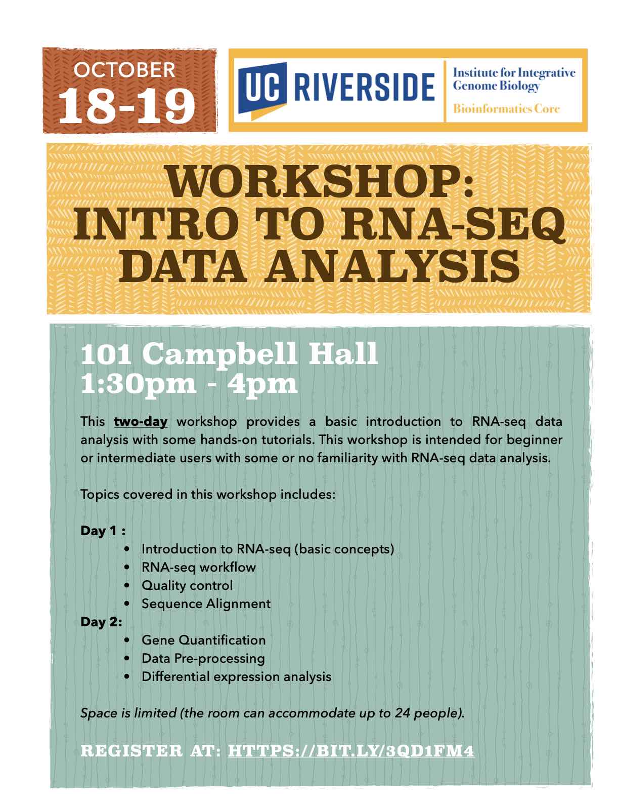 photo of bioinformatics workshop flyer